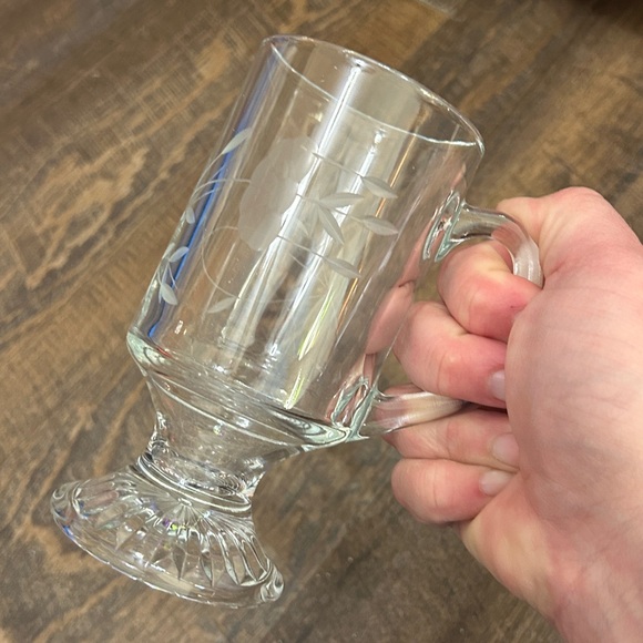 Princess House Heritage Footed Irish Coffee Mug Tempered Glass Cut Crystal Mint - Picture 3 of 7